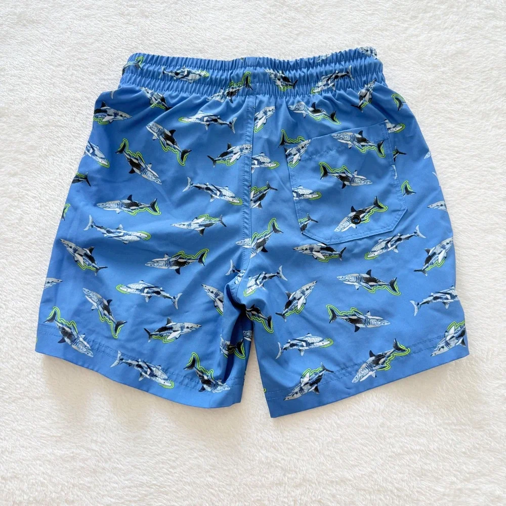 Old Navy Swim Trunks Kids Size L 10-12 Multicolor Shark Palm Tree Ombre 3 Pack